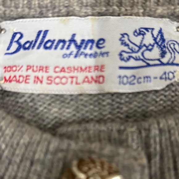 Vintage Ballantine Cashmere Scottish Gray Sweater with Button Detail - Picture 3 of 4